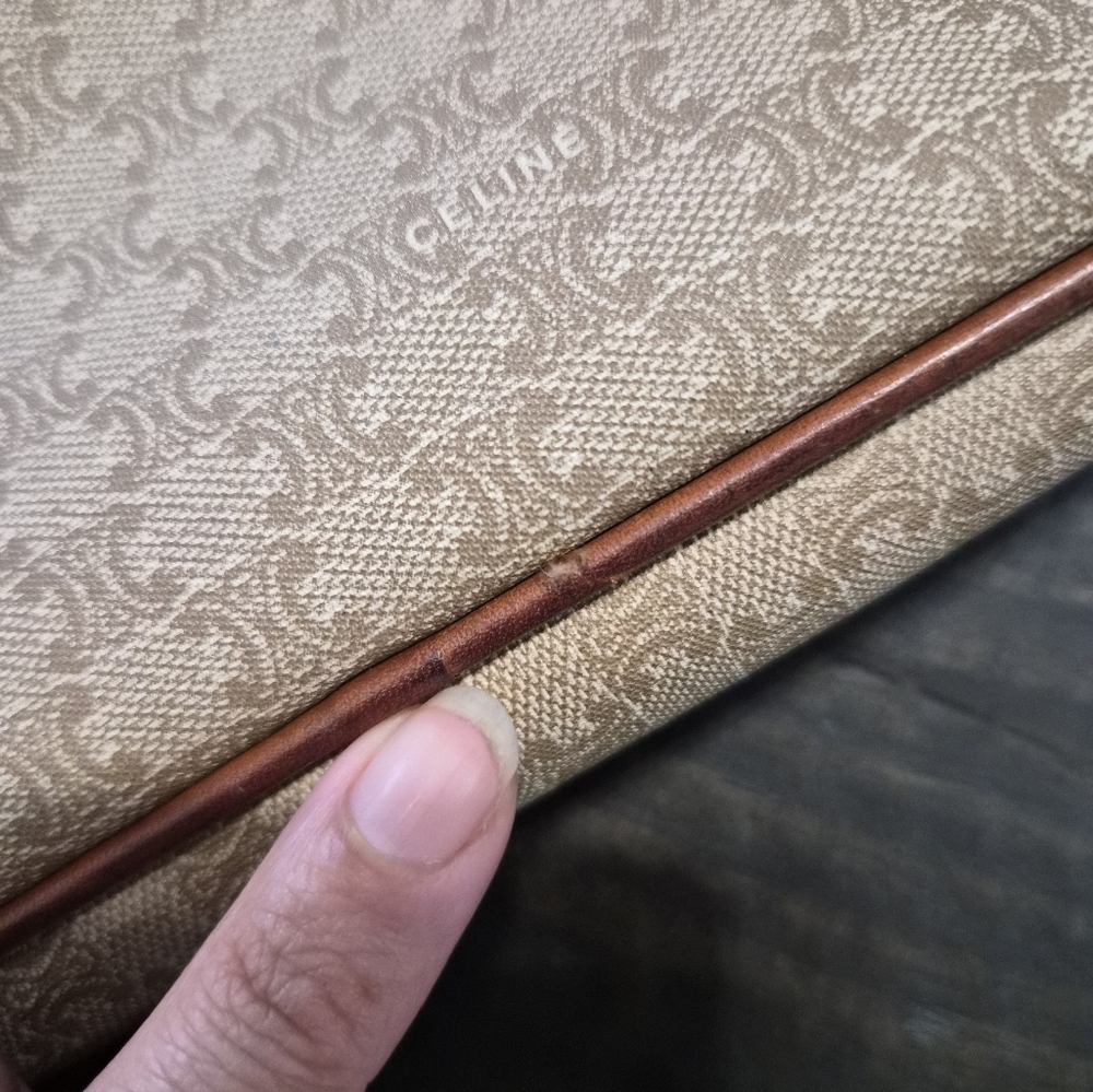 Celine Vintage Macadam Canvas Clutch – Brown Leather Trim - Picture 14 of 16